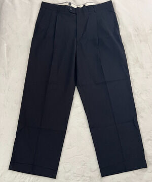 Pronto Uomo Mens Dress Pants 36 Waist 100% Worsted Wool Pleated Cuffed